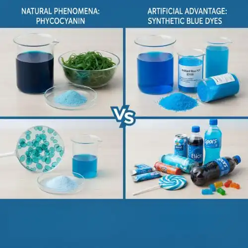 How does phycocyanin compare to artificial blue colorings?